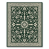 Ornate Green Ivory Floral Medallion Rug