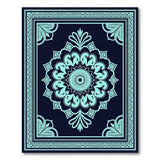 Teal Mandala Navy Area Rug