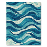 Blue Teal Wave Washable Area Rug