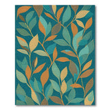Teal Orange Abstract Leaf Area Rug