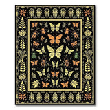Ornate Butterfly Beetle Black Area Rug