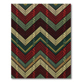 Red Green Zigzag Braided Area Rug