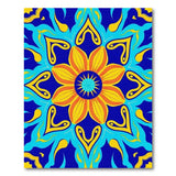 Vibrant Navy Mandala Sunflower Area Rug