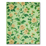 Cream Roses Light Green Floral Area Rug