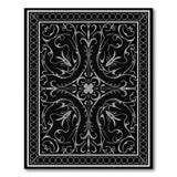 Ornate Black Swirl Floral Area Rug