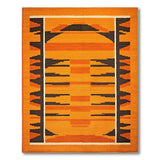 Vibrant Orange Black Geometric Southwestern Rug