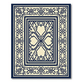 Blue and Teal Navy Blue Ornate Persian Border Rug