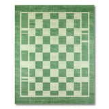 Green Checkerboard Geometric Area Rug