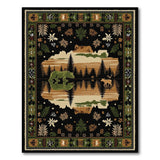 Rustic Bear Deer Wilderness Reflection Rug
