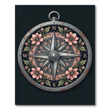 Vintage Floral Compass Rose Rug