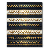 Gold Stitched Black Ivory Border Area Rug