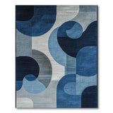 Abstract Blue Geometric Overlapping Shapes Rug