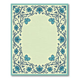 Teal Blue Floral Border Area Rug