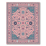 Blush Pink Teal Floral Persian Area Rug