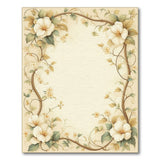 Elegant Floral Vine Border Area Rug in Beige