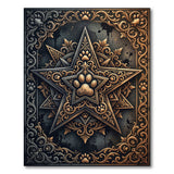 Ornate Gold Paw Star Mandala Rug