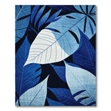ODIKA Blue Tropical Monstera Leaf Washable Area Rug - Non-Slip Low Pile