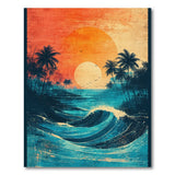 Sunset Palm Beach Waves Area Rug