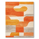 Bold Orange Abstract Geometric Area Rug