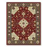Traditional Persian Red Rug with Ivory Medallion