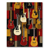 Vibrant Guitar Mosaic Area Rug