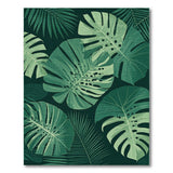 Green Boho Chic Lush Monstera Leaf Green Area Rug