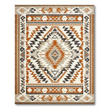 ODIKA Washable Tribal Geometric Area Rug - Terracotta & Beige Low Pile