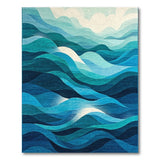 Layered Blue Teal Waves Abstract Area Rug