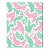 Playful Pink Mint Green Bunny Cartoon Rug