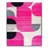 Bold Pink Geometric Modern Area Rug