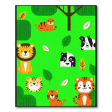 Playful Cartoon Jungle Animals Kids Rug