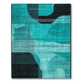 Modern Teal Geometric Abstract Area Rug