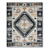 Southwestern Black Grey Diamond Area Rug