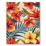 Vibrant Hibiscus Palm Area Rug