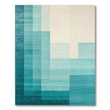 Geometric Modern Teal Blue Geometric Block Area Rug