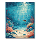 ODIKA Under the Sea Coral Reef Washable Rug - Non-Slip Low Pile Ocean Nautical Area Rug for Kids & Living Room