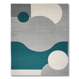 Teal Wave Abstract Grey Geometric Area Rug
