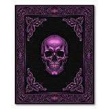 Purple Smiling Skull Area Rug with Ornate Floral Frame