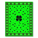 Lucky Shamrock Green Area Rug with Plaid Border