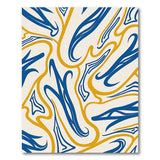 Abstract Blue Gold Swirl Area Rug