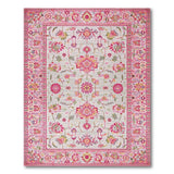 Pink Floral Border Vintage Area Rug