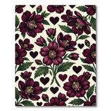 Purple Anemone Flowers Black Hearts Rug