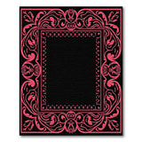 Pink Ornate Floral Frame Area Rug