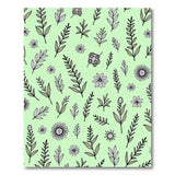 Mint Green Floral Leaf Sketch Area Rug