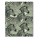 Zebra Stripes Abstract Green Waves Rug