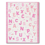 Playful Pink Alphabet Kids Kids Cartoon Area Rug