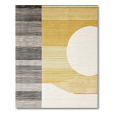 Modern Geometric Grey-Yellow Sun Stripe Rug