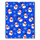 Playful Cartoon Snowmen Snowflakes Blue Area Rug