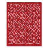 Bold Red Maze Area Rug with White Geometric Lines