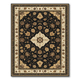 Black Floral Medallion Vintage Area Rug